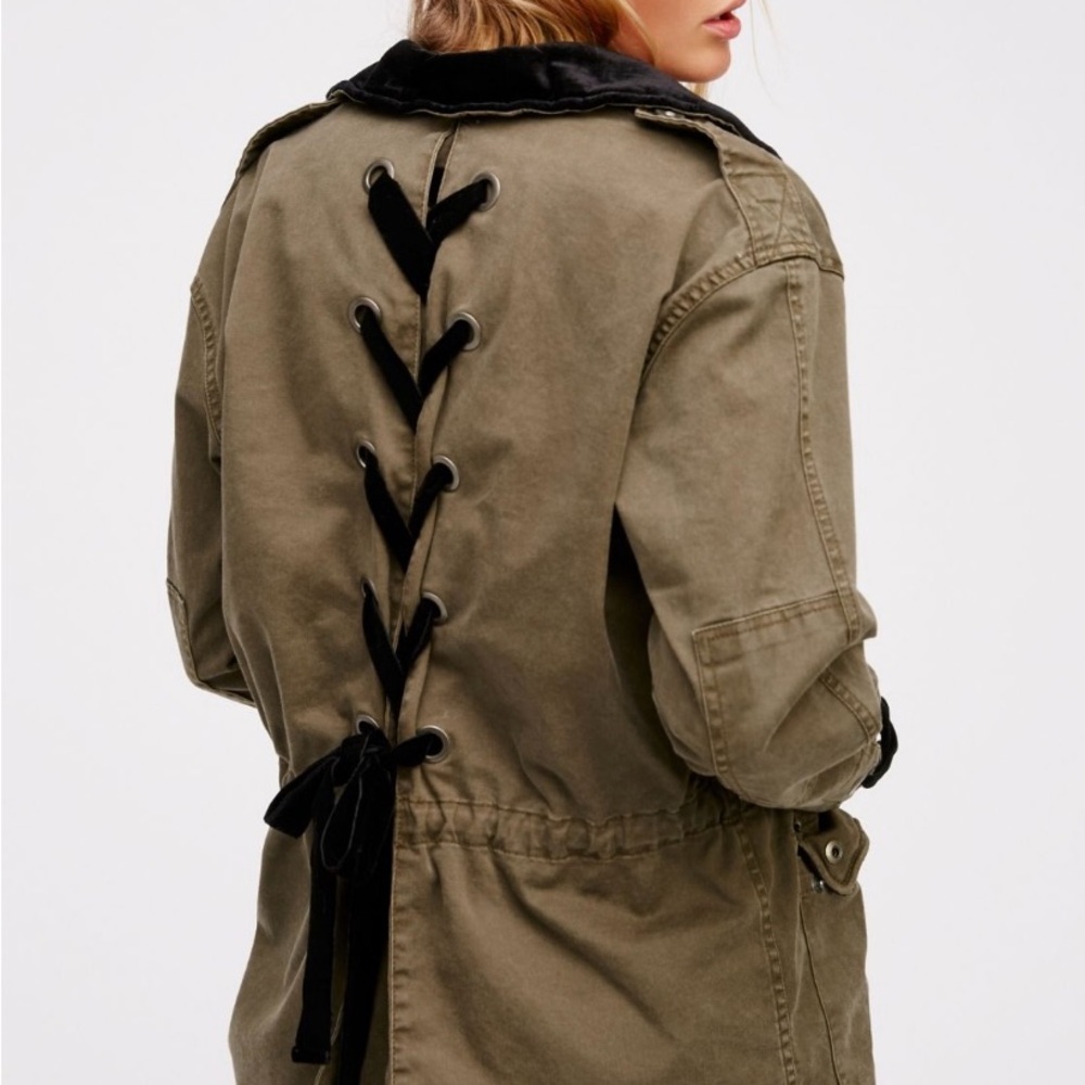 Free People Velvet Lace-Up Army Jacket